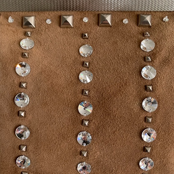 Prada Tan Suede Rhinestone Handbag - Picture 6 of 8